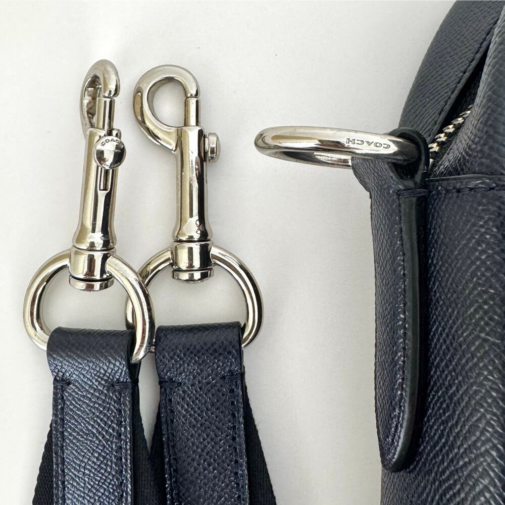 Coach Perry Slim Structured Briefcase Laptop Bag Blue Crossgrain Leather F59057 - Picture 13 of 16